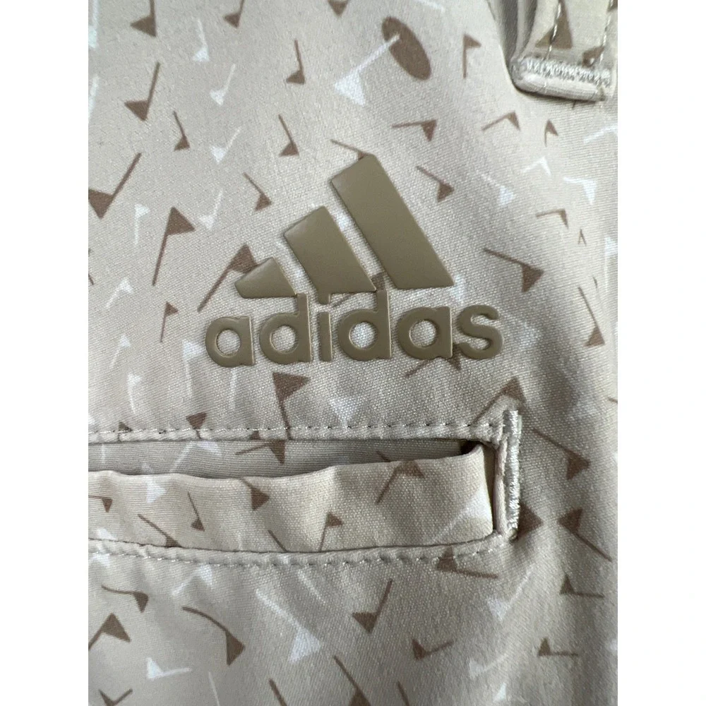Adidas Golf Shorts Mens 40 Beige Flag Print All Over Performance Stretch Sports
